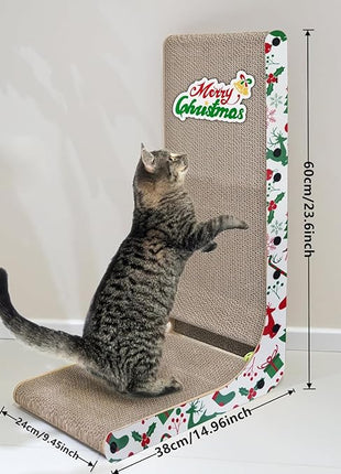 Cardboard Cat Scratcher, 23.6 Inch L Shaped Vertical Cat Scratching Board, Wall-Mount Cat Scratchers for Indoor Cats (Colorful, 6pcs)