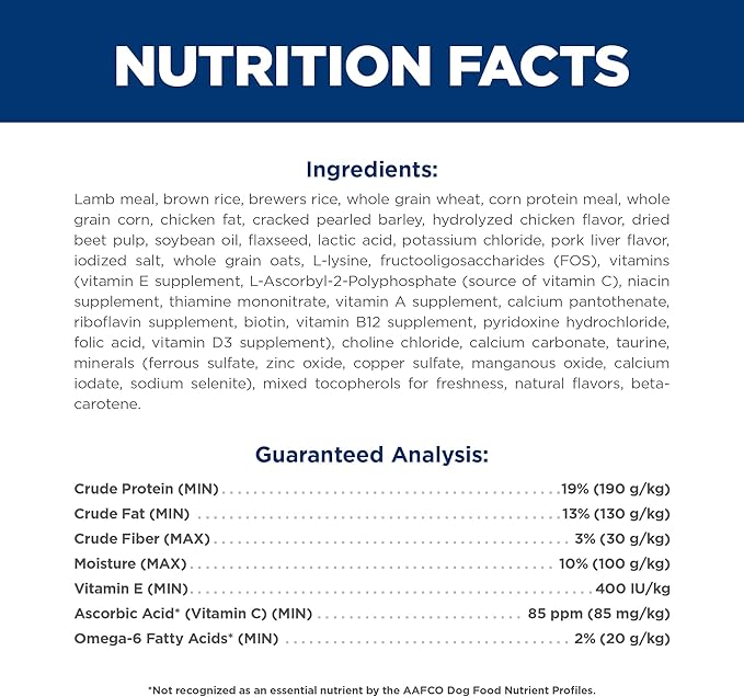 Hill's Science Diet Adult 1-6, Adult 1-6 Premium Nutrition, Dry Dog Food, Lamb & Brown Rice, 15.5 lb Bag