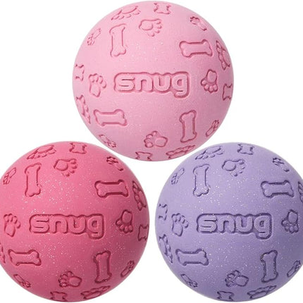 Snug Rubber Dog Balls for Small and Medium Dogs - Tennis Ball Size - Virtually Indestructible (3 Pack - Chic)