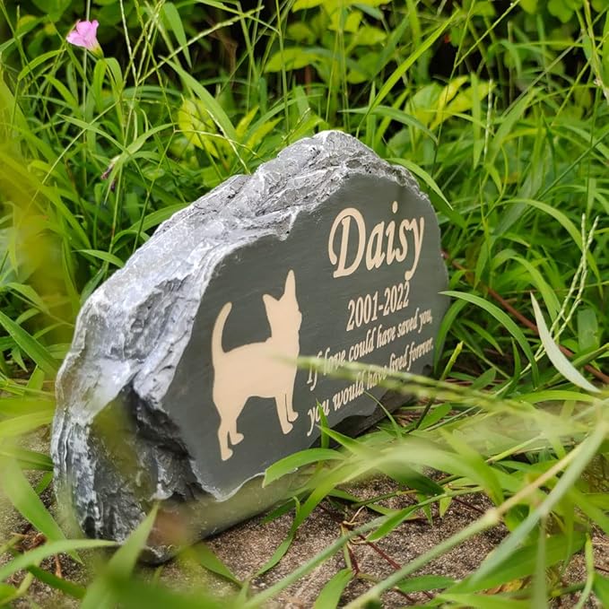 Personalized Pet Memorial Stone, Custom Dog Memorial Stone, Cat Memorial Stone by Waterproof Resin, Dog Loss Gift