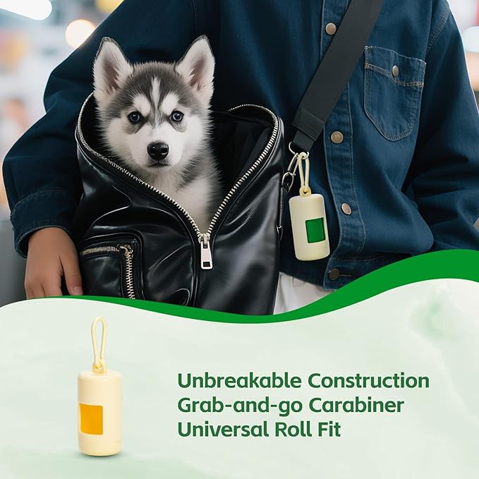 270 Count Scented Dog Poop Bags Rolls, 20 Micron Ultra Thick, Heavy Duty Tear Resistant Leak Proof for Yuck-Free Cleanup, Includes Dispenser & Leash Clip, 9 x 13 Inch, Pawsome Doodle (Green)