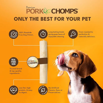 Pork Chomps Baked Pork Skin Dog Chew, 8-inch Roll, 1 Count