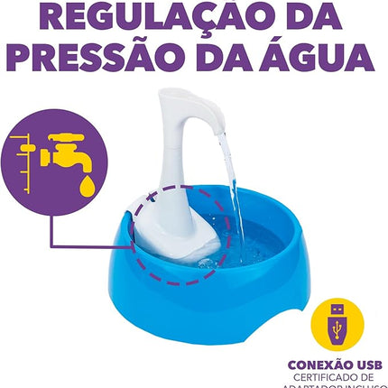 Aqua First Pet Water Fountain - Automatic Drinking Bowl for Cats and Dogs - Light and Portable - Replaceable Filters - Ergonomic Design - 1.2L/42 fl oz - White