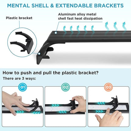 hygger 7W Full Spectrum Aquarium Light with Aluminum Alloy Shell and Plastic Extendable Brackets, White Blue Red LEDs, External Controller, for Freshwater Fish Tank (5-8.5 inch)