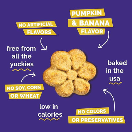 Fruitables Baked Dog Treats, Healthy Pumpkin Treat for Dogs, Low Calorie & Delicious, No Wheat, Corn or Soy, Made in the USA, Pumpkin and Banana Flavor, 12oz