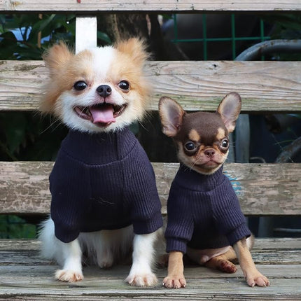 LOPHIPETS Small Dog Turtleneck Sweaters for Teacup Chihuahua Yorkie Puppy Cat Clothes-Dark Gray/XS