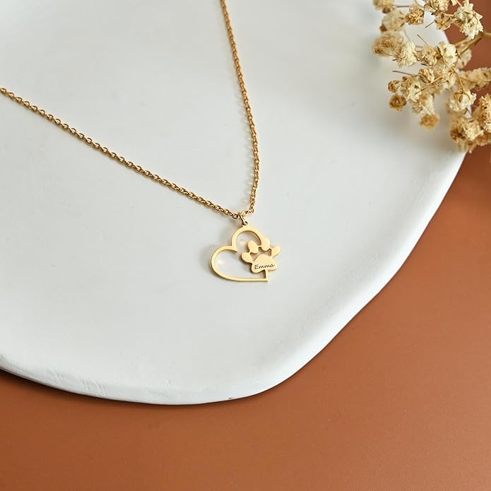 Customized Paw Print Necklace Personalized Pet Name Necklace Custom Engraved Dog Cat Paw Pendant Necklace Pet Memorial Gift for Pet Lovers