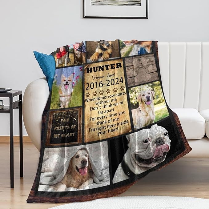 Artsadd Custom Dog Memorial Gifts for Loss of Pet Cat, Personalized Dog Memorial Blanket with Photos, Pet Memorial Gifts, Pet Loss Gifts, Pet Memorial Throw Blanket, Gifts for Pet Cat Lovers