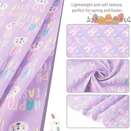 E-Clover Easter Dog Bandana & Matching Scrunchie-Bunny Dog Bandanas Pet Scarf Bib for Medium Large Dogs Girl Boy Owner Gift Purple