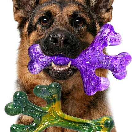 Dog Toys for Aggressive Chewers - 2 Pack Beef Bacon Flavor Tough Dogs Chew Toys, Indestructible Toy for Medium Large Dogs Gift