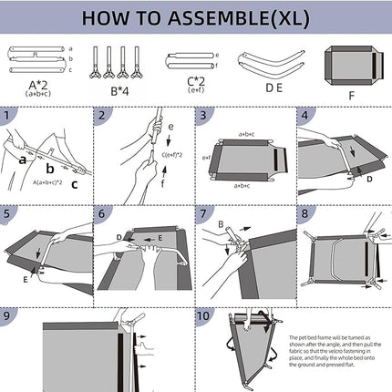 pettycare Elevated Outdoor Dog Bed - Dog Cots for Large Dogs XL, Heavy Duty Raised Cot Waterproof, Cooling Pets Bed with Washable Durable Teslin Mesh and Non Slip Feet, 49 Inches, Black
