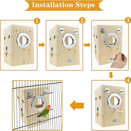 Bird Nest Box Parakeet Breeding Nest Box Bird Nest House Wooden Acrylic Transparent Breeding Box for Finch Lovebirds Cockatiel Budgie Conure Parrot