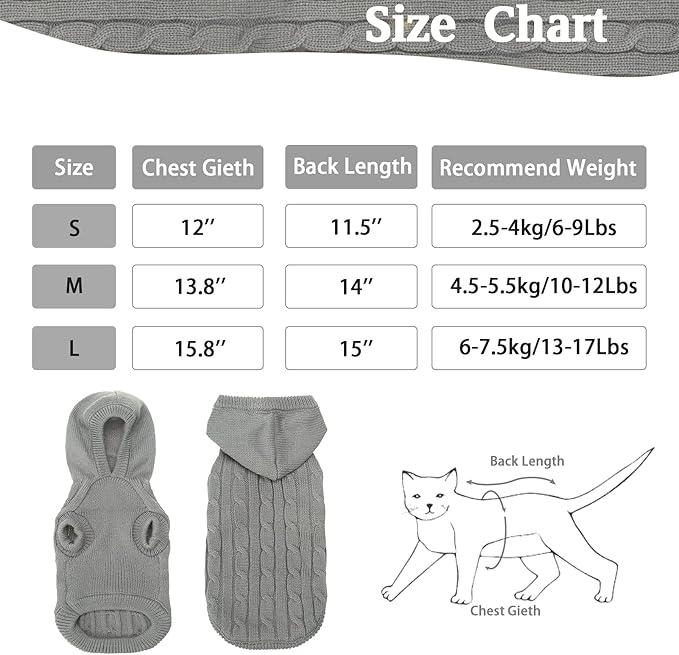 PUPTECK Winter Dog Cat Sweater Coat - Soft Cold Weather Clothes Knitwear for Kitties & Small Dogs Indoor Outdoor Walking Warm, Knitted Classic for Doggies Kitties