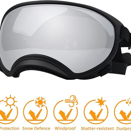Large Dog Sunglasses, Dog Goggles with Adjustable Strap UV Protection Winproof Dog Puppy Sunglasses, Suitable for Medium-Large Dog Pet Glasses, Dogs Eyes Protection