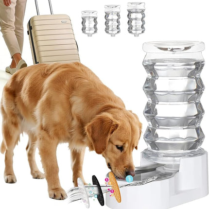 RIZZARI Large Gravity Water Dispenser: 8L Automatic Stainless Steel Dog Water Feeder with Specialized Brush and Triple Filter for Senior Pets with Spinal Problems - for Kitchen Living Room