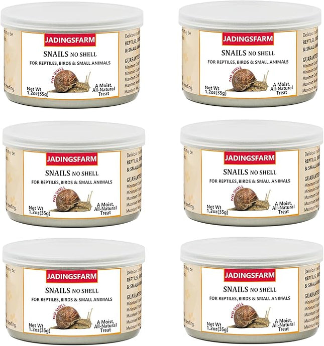 6 Pack Canned Snails for Reptiles, Fish, Birds and Small Animals, Snails, Healthy High Protein Treat, Reptile Bird Fish Food 7.2 Ounces Total