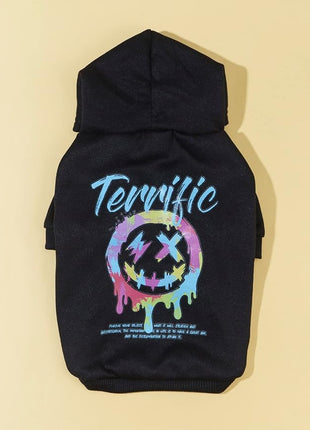 QWEEE Stylish Dog Clothes - Hoodie Sweatshirt for Cat, Kitten, Puppy - Black, XX-Small to Large