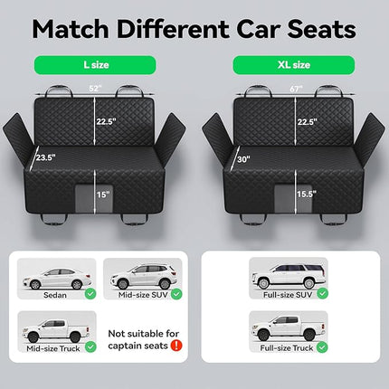 Hard Bottom Car Seat Cover for Dogs, PU+Plush Dog Car Seat Cover for Back Seat, Waterproof Backseat Extender for Dogs in Car (Brown, XL - Full-Size SUVs & Trucks)