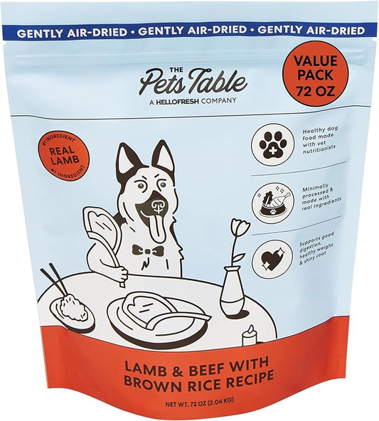 The Pets Table Air Dried Dog Food for Dogs Large, Medium and Small with Sensitive Stomachs | Puppy Dog Food, Adult Dog Food, Senior Dog Food | Lamb & Beef with Brown Rice 4.5 lbs / 72 oz Bag