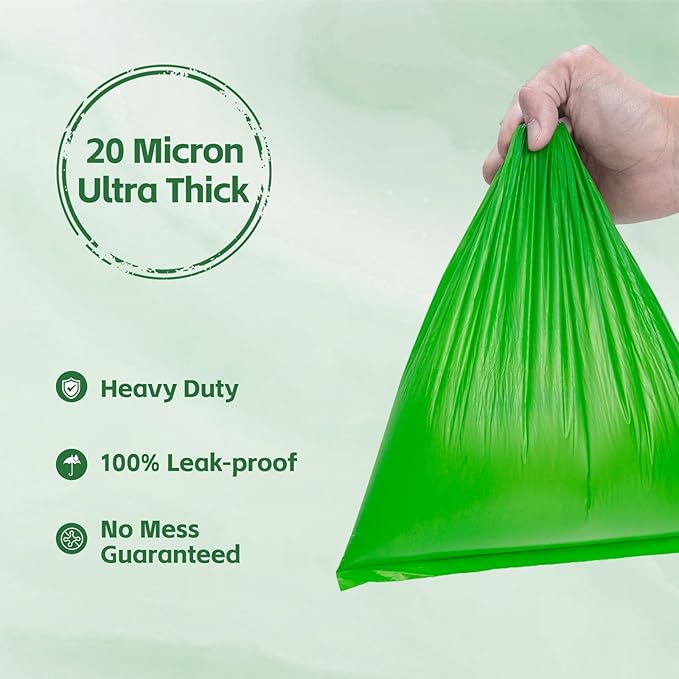 270 Count Scented Dog Poop Bags Rolls, 20 Micron Ultra Thick, Heavy Duty Tear Resistant Leak Proof for Yuck-Free Cleanup, Includes Dispenser & Leash Clip, 9 x 13 Inch, Duty Doodle (Green)