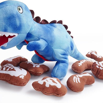 Nocciola Plush Dinosaur Dog Toys: Funny Squeaky Stuffed Dino Chew Toy for Small Medium Breed, Cognitive Enrichment Puzzle Mental Stimulation Training Pet Supplies to Keep Busy, 9 Packs