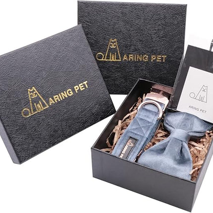 ARING PET Bowtie Dog Collar,Velvet Dog Collars with Detachable Bowtie, Cute &Comfortable Dog Collar, Blue X-Small.