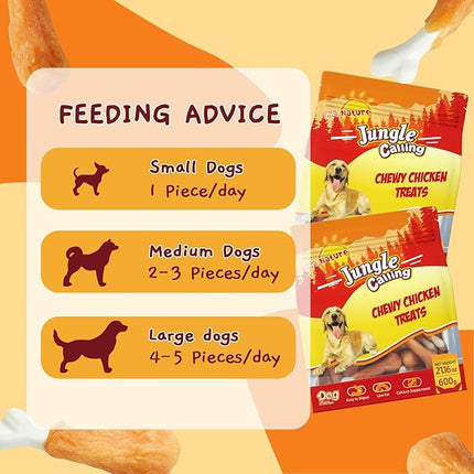 Jungle Calling Chewy Chicken Dog Treats Real Chicken Calcium Bone, Rawhide Free, Teeth Clean & Breath Fresh Dog Training Treats for Small/Medium Dogs, 21.2 oz