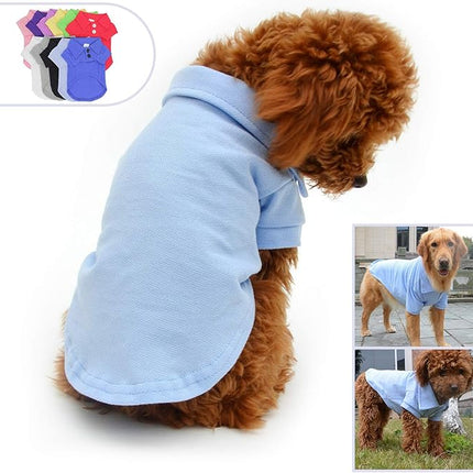 lovelonglong Basic Dog Polo Shirts Premium Cotton, Polo T-Shirts for Large Medium Small Dogs with a Two-Button Collar Blank Color Sky-Blue M