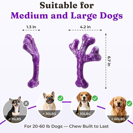 Dog Toys for Aggressive Chewers - 2 Pack Beef Bacon Flavor Tough Dogs Chew Toys, Indestructible Toy for Medium Large Dogs Gift