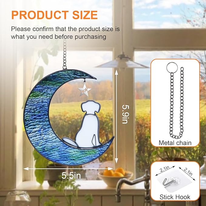 Stained Glass Dog Suncatcher Memorial Gifts for Pet Loss, Window Hanging Decor, Bereavement Gifts in Memory of Dog Passing