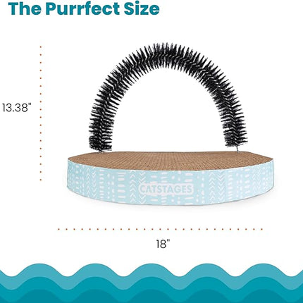 Catstages Scratch & Groom Cat Scratcher with Removable Curved Brush for Self-Grooming Station, Orange