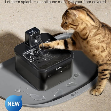 DownyPaws Battery Operated Cat Water Fountain, 84oz/2.5L Fursink Wireless Cat Waterer Fountain with Motion Sensor, BPA-Free, Black with 6 Filters