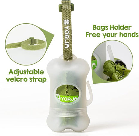 YORJA Dog Poop Bags Rolls with Dispenser & Holder, 510 Pet Waste Bags, 100% Leak Proof Extra Thick and Strong Corn Starch Blend