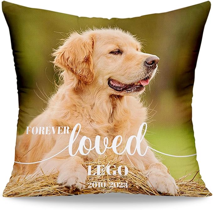 Funny DIY Personalized Dog Memorial Throw Pillows with Pictures Name, Custom Pet Memorial Gifts for Loss of Dogs, Dog Cat Memorial Pillow, Customized Bereavement Sympathy Gifts for Pet Lover