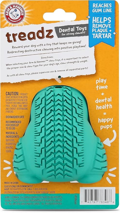 Arm & Hammer for Pets Super Treadz Gorilla Dental Chew Toy for Dogs - Dog Dental Toys Reduce Plaque & Tartar Buildup Without Brushing - Safe for Dogs up to 35 Lbs (Pack of 3)