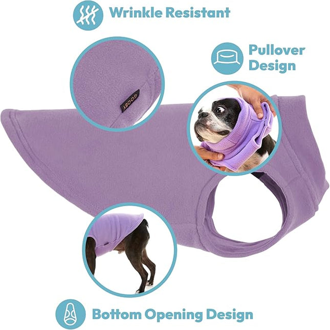 Gooby Stretch Fleece Vest Dog Sweater - Deer Blue, X-Small - Warm Pullover Super Stretchy Fleece Dog Jacket for Small to Large Dogs