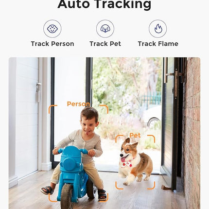 Hugolog 3K 5MP Indoor Pan/Tilt Security Camera with Auto-Focus,2.4 GHZ/5 GHZ,Ideal for Baby Monitor/Pet Camera,Starlight Color Night Vision,Human/Pet AI,Noise Reduction,US Cloud,Works with Alexa