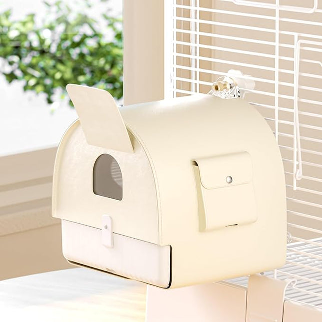 BUCATSTATE Hanging Bird Bath for Cage with Cover, 3 in 1 Multifunction Bird Bath/Bowl/House, Bird Cage Accessories Suitable for Small to Medium Birds, Like Lovebirds, Finches, Parakeets, Mannikin