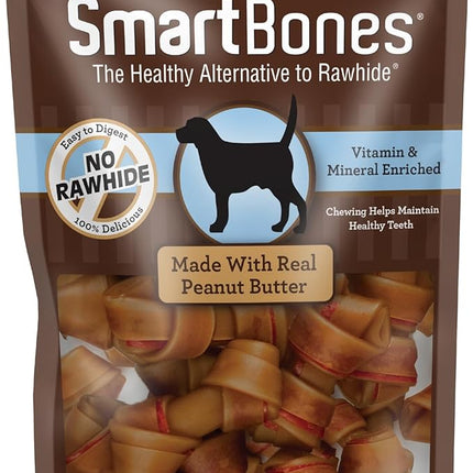 SmartBones Mini Chews With Real Peanut Butter 24 Count, Rawhide-Free Chews For Dogs (Packaging May Vary)