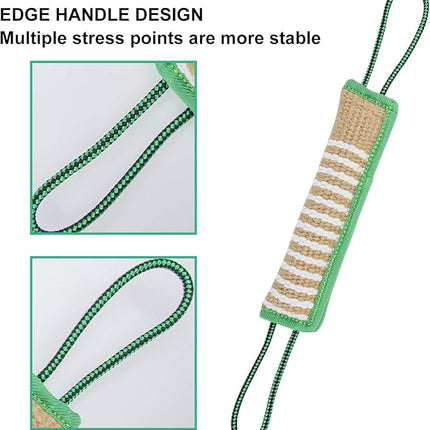 Dog Tug Toy, Dog Bite Jute Pillow Pull Toy with 2 Strong Handles, Perfect for Tug of War, Puppy Training Interactive Play, Bite Training Toys for Medium to Large Dogs (Green)