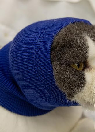 Cat Hematoma Ear Wrap,Cat Ear Wrap Anxiety Relief – Noise Canceling for Fireworks, Thunderstorms, Pet Grooming & Force Drying Blue S