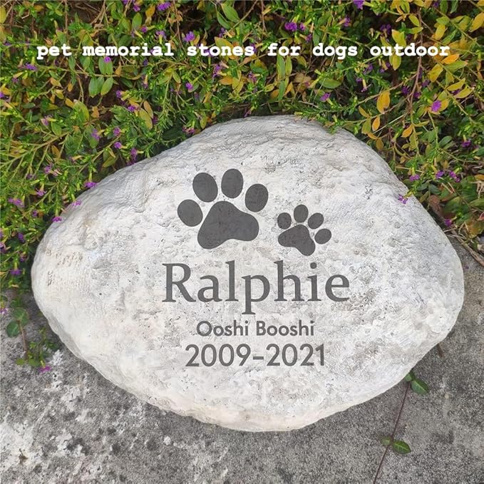 Personalized Dog Pet Memorial Stones Loss Stones - Engraved Name and Dates Pet Dog Garden Stones Grave Markers Headstones, Sympathy Pet Dog Memorial Gifts Loss Gifts Outdoor - 11"×8"