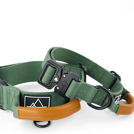 Made to ROAM Premium Explorer Control Collar - Adjustable Heavy Duty Nylon Dog Collar with Quick-Release Metal Buckle and Handle (Oregon Haze, Control Size 3)