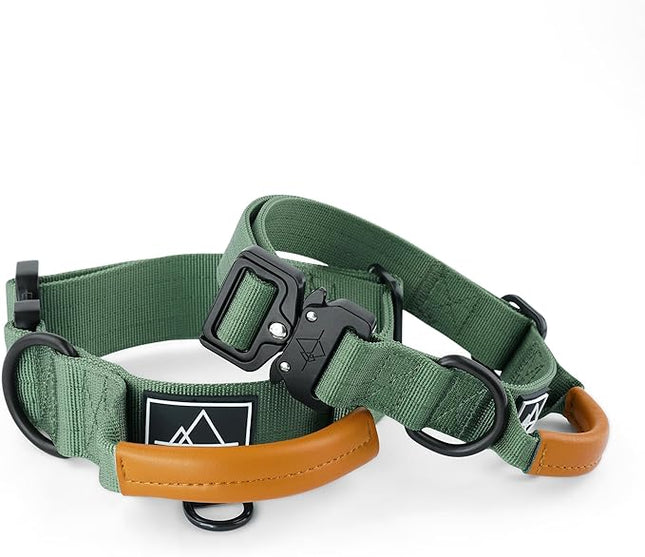 Made to ROAM Premium Explorer Control Collar - Adjustable Heavy Duty Nylon Dog Collar with Quick-Release Metal Buckle and Handle (Oregon Haze, Control Size 4)
