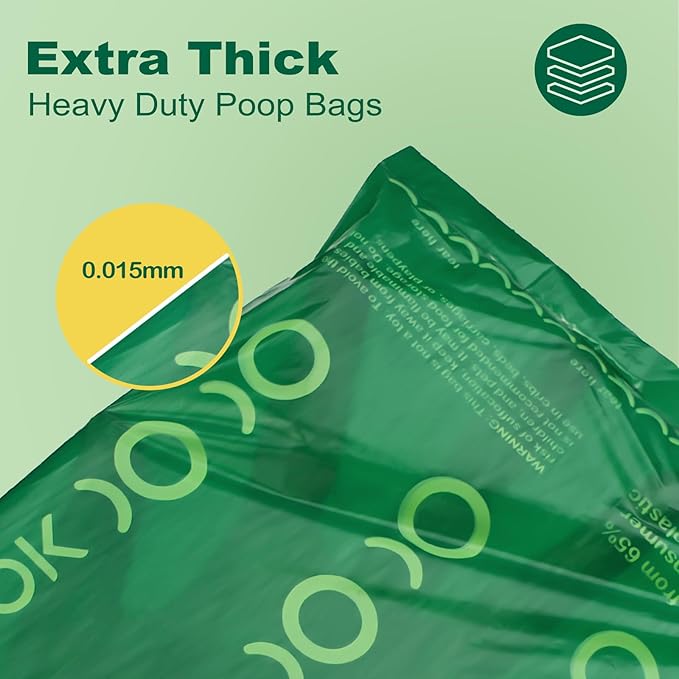 MIZOK Dog Poop Bags Rolls, 270 Count, 65% Recycled Material Poop Bags for Dogs, Leakproof, Extra Thick Durable and Easy Tear-Off, Unscented