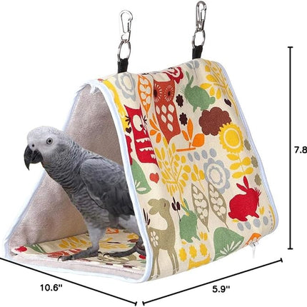 Bird Nest Snuggle Hut,Parrot Habitat Cave Hanging Tent for Small Medium Parrots Budgies Eclectus Parakeet Cockatiels Lovebird African Grey (Yellow Owl, M)