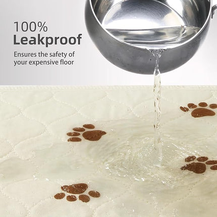PUPTECK Washable Pee Pads for Dogs - Waterproof Reusable Puppy Potty Training Pads Whelping Mat - Fast Absorption Non-Slip Pet Food Feeding Mat (Beige, 24x36 Inch (Pack of 4))