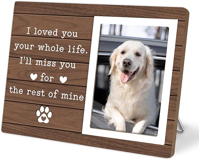 Pet Memorial Picture Frame, Pet Picture Frame Cats or Dogs Frame, Memorial Pet Loss Photo Frame, Pet Loss Sympathy Gift for Pet Owner, I'll Miss You for the Rest of Mine,4x6Inch Photo