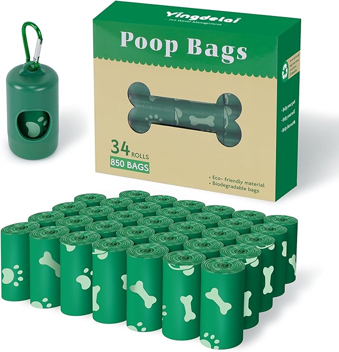 Dog Poop Bags Scented: Leak Proof 34 Rolls Refills 25Bags/Roll Dog Waste Bags With 1 Dispenser - 850 Counts