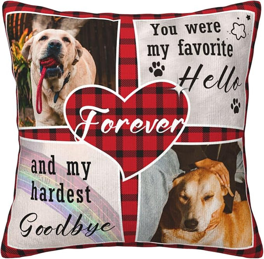 Funnylife Personalized Pet Memorial Throw Pillow with Photo Pet Memorial Gifts for Dogs Cats Loss of Dog Sympathy Gift Dog Bereavement Remembrance Picture Pillow